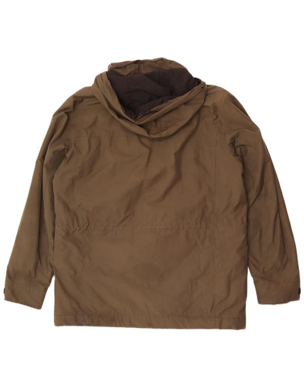 Marks & Spencer Mens Hooded Windbreaker Jacket UK 40 Large Khaki Cotton