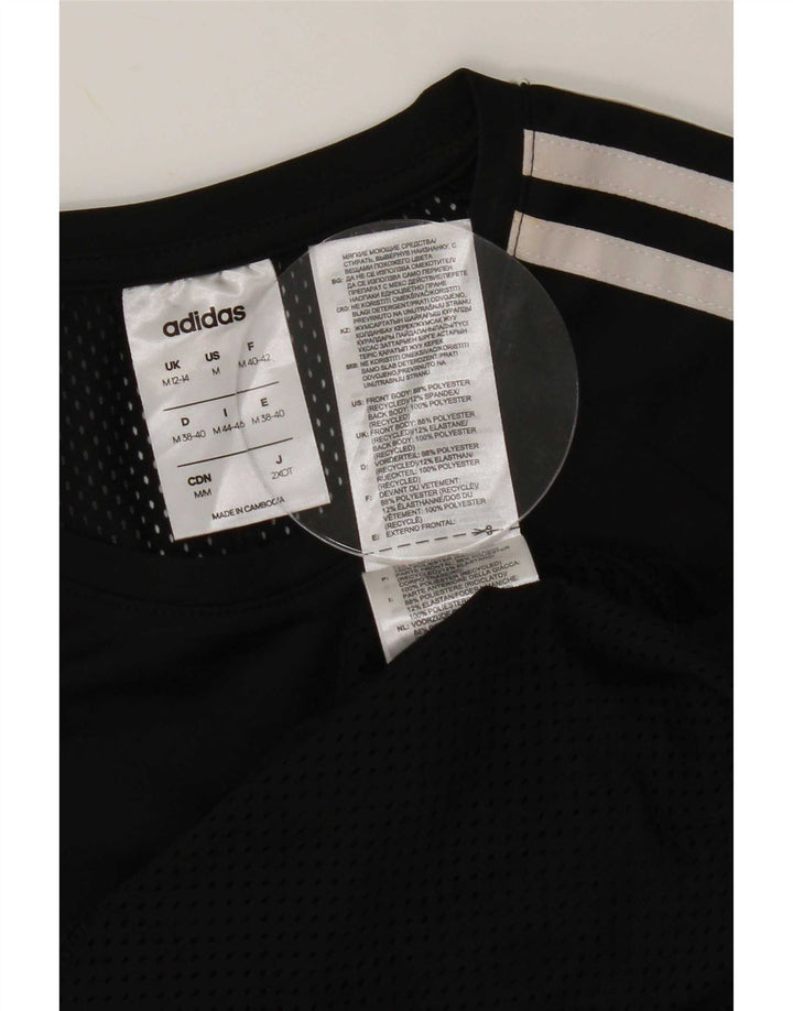 Adidas Dame Climalite T-Shirt Top UK 12/14 Medium Sort Polyester
