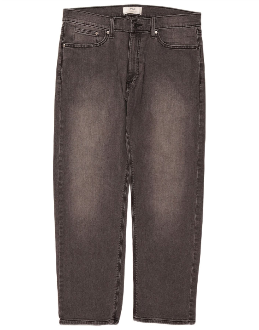 MARKS & SPENCER Straight jeans til mænd W34 L29 Grå bomuld