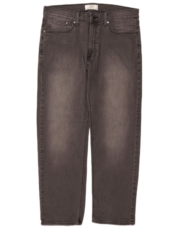 MARKS & SPENCER Straight jeans til mænd W34 L29 Grå bomuld