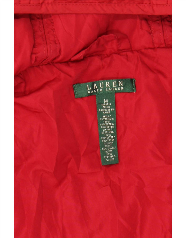 Ralph Lauren Polstret hættejakke til kvinder UK 12 Medium Rød Polyester