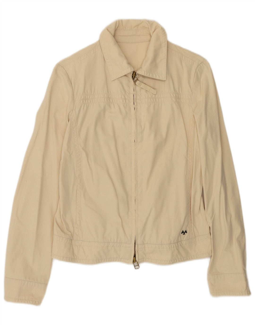Burberry Womens Bomber Jacket UK 14 Medium Beige Bomuld