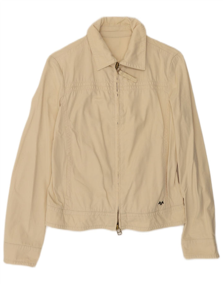 Burberry Womens Bomber Jacket UK 14 Medium Beige Bomuld