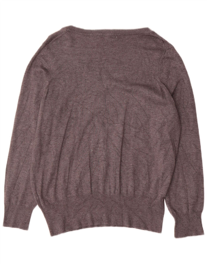 Marks & Spencer Dame V-hals sweater UK 18 XL Grå Viscose
