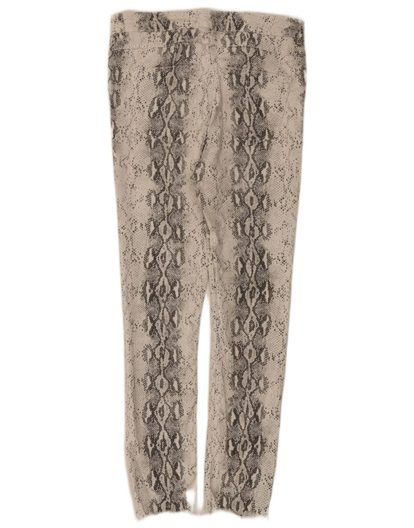 Zara Dame Slim Casual Bukser EU 42 Large W32 L26 White Animal Print