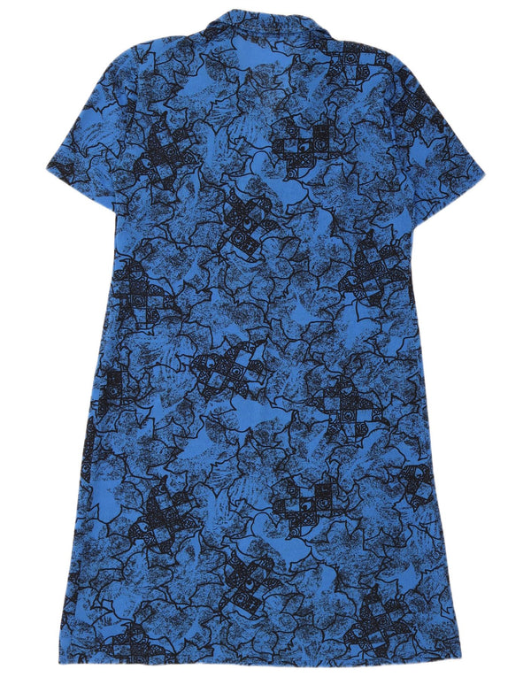 Vintage Kvinders Kortærmede A-Line Kjole IT 52 2XL Blue Floral Polyester