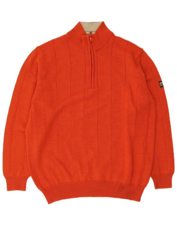 Navigare Herre Zip Neck Sweater Medium Orange Merino Uld
