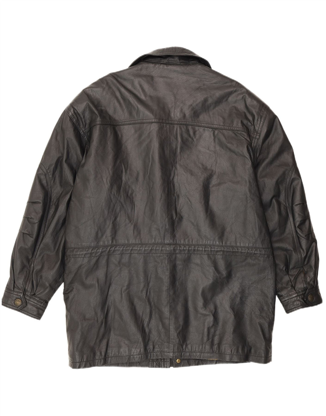 Front Line Herre Læder Frakke UK 44 2XL Sort