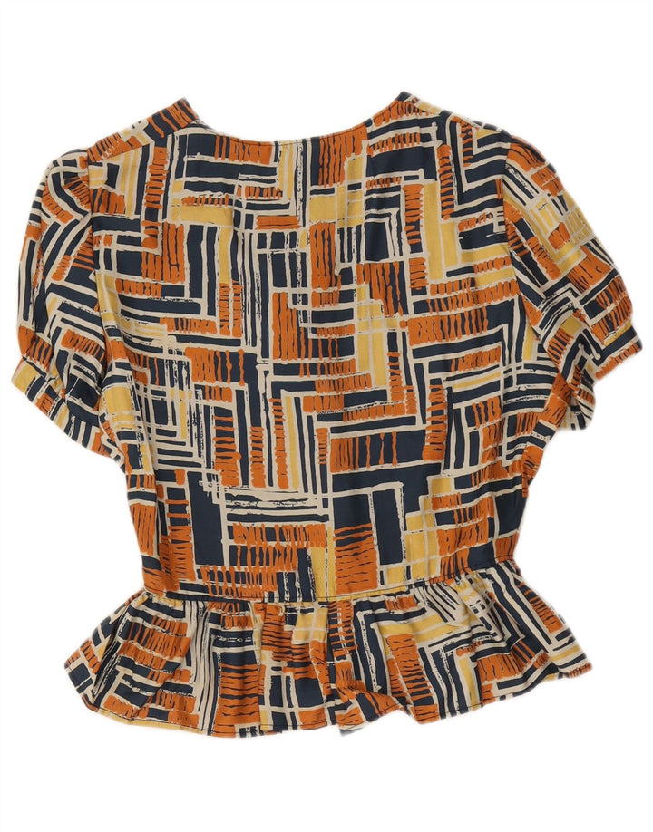 Vintage Dame Shirt Bluse UK 12 Medium Multicolored Geometric