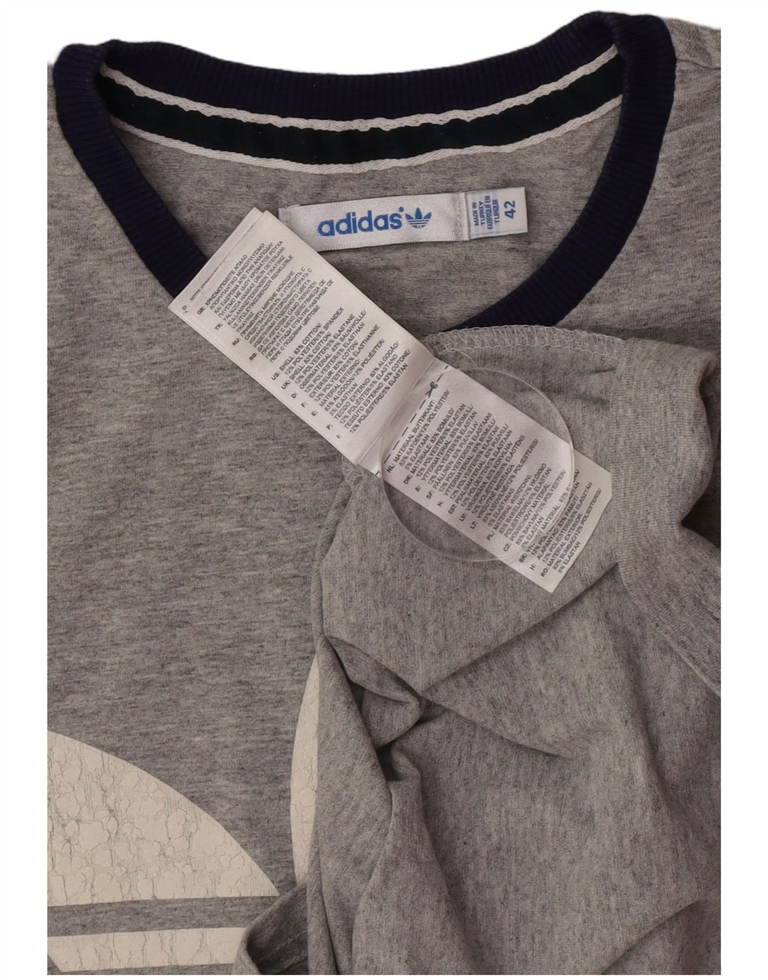 Adidas Grafisk T-shirt top til kvinder IT 42 Medium Grey Flecked Bomuld
