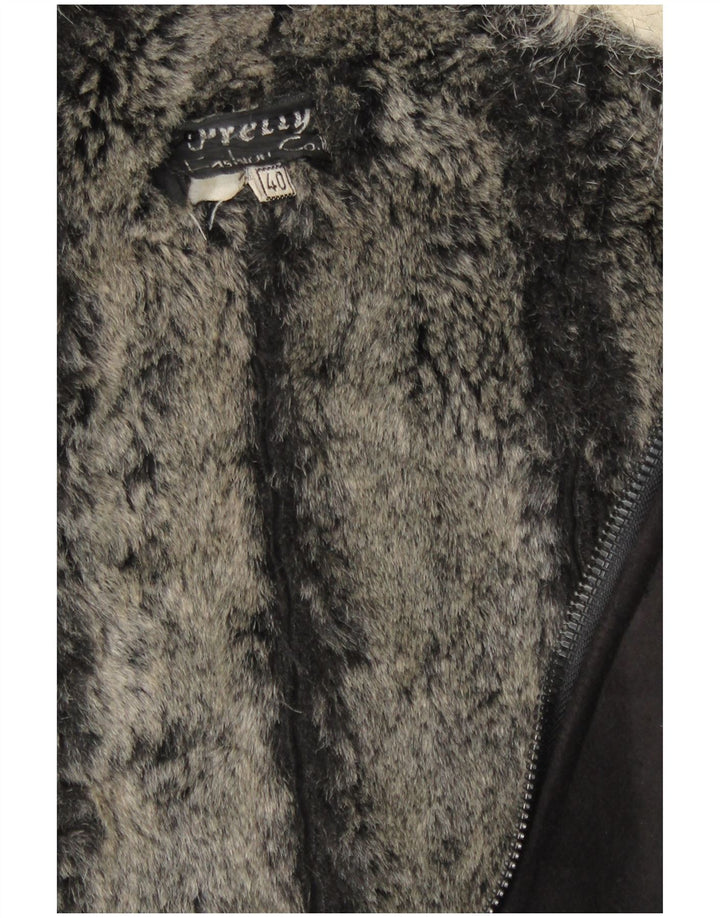 Vintage Sherpa overfrakke til kvinder IT 40 Small Black