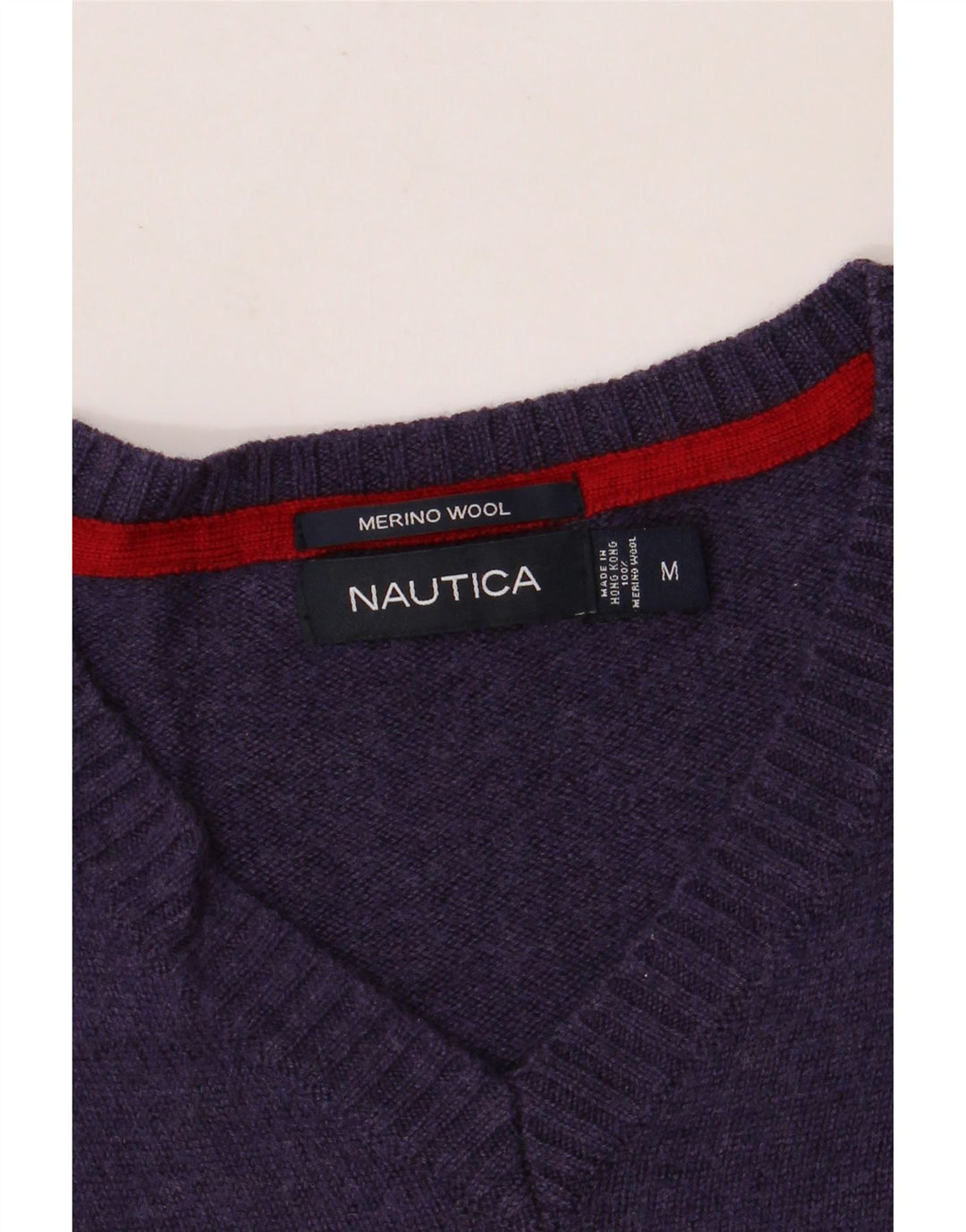 NAUTICA Herre V-hals sweater Medium Lilla Merinould