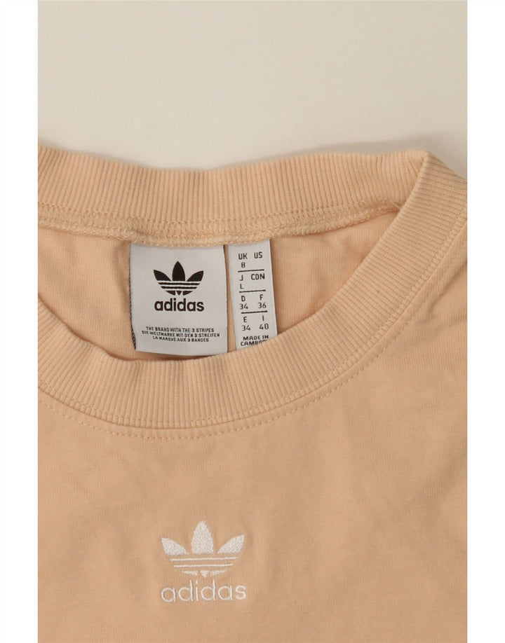 ADIDAS Womens Oversized T-Shirt Top UK 8 Small  Beige Cotton Vintage Adidas and Second-Hand Adidas from Messina Hembry 