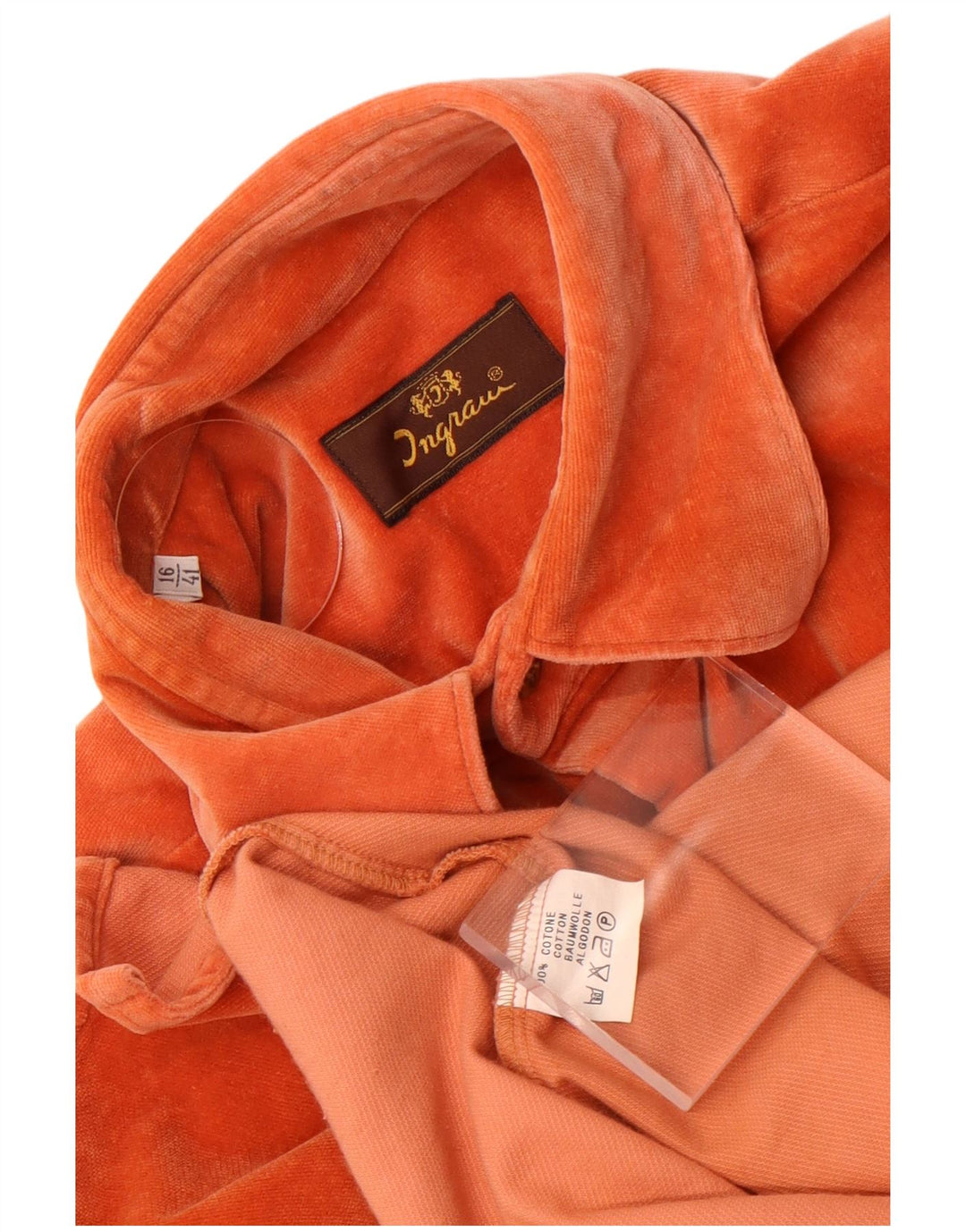 Ingram Herre Velvet Shirt Str. 16 41 Stor Orange Bomuld