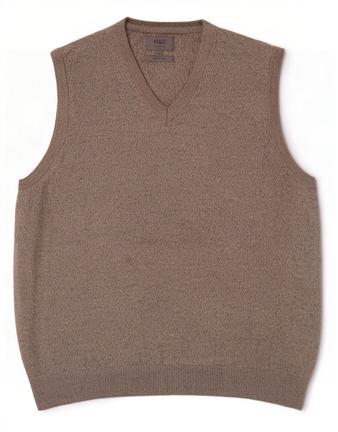 Marks & Spencer Herrevest Tank Top Stor Beige Flecked Bomuld