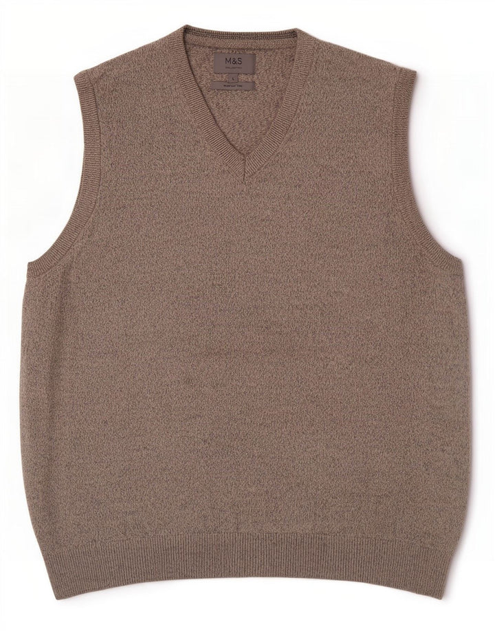 Marks & Spencer Herrevest Tank Top Stor Beige Flecked Bomuld