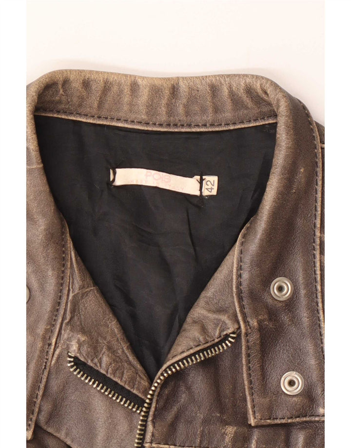 Vintage dame læder racerjakke IT 42 medium brun