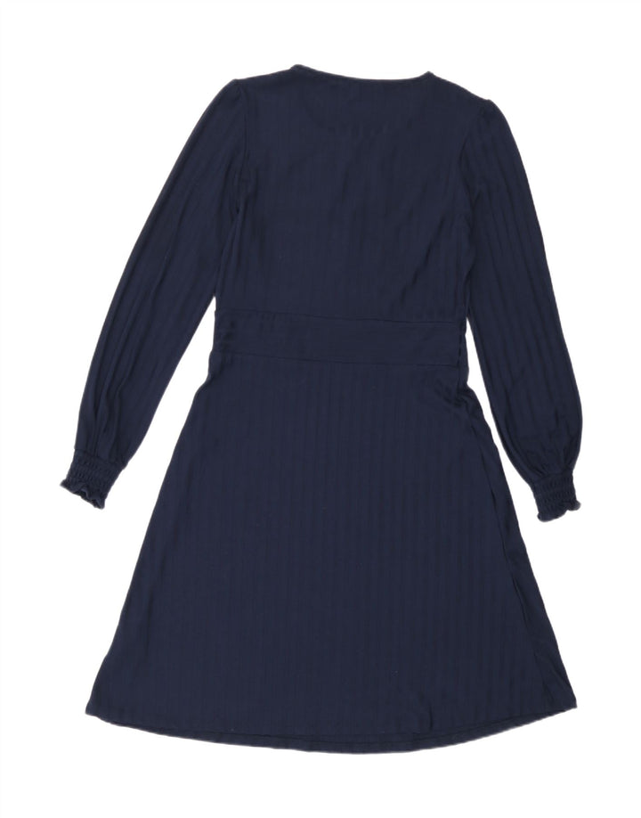 Marks & Spencer Dame Langærmet A-Line Kjole UK 12 Medium Navy Blue