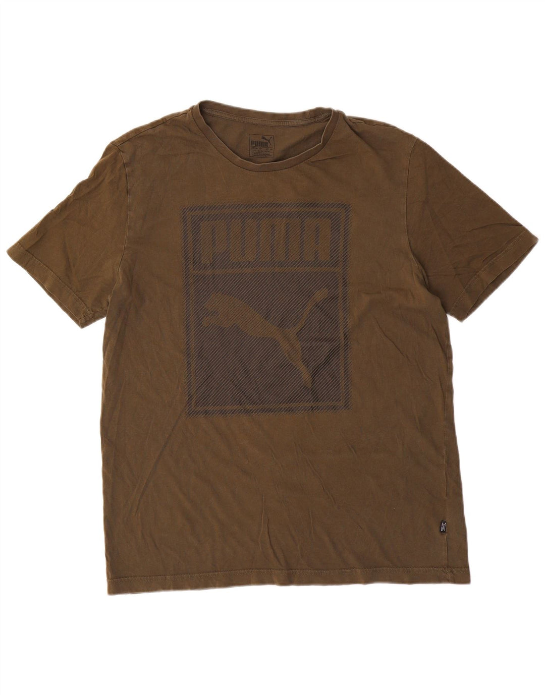 Puma Herre Grafisk T-Shirt Top Stor Grøn Bomuld