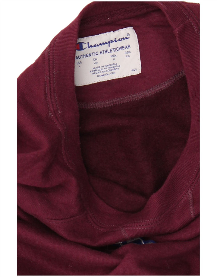 Champion Dame Grafisk Sweatshirt Jumper UK 16 Large Burgundy