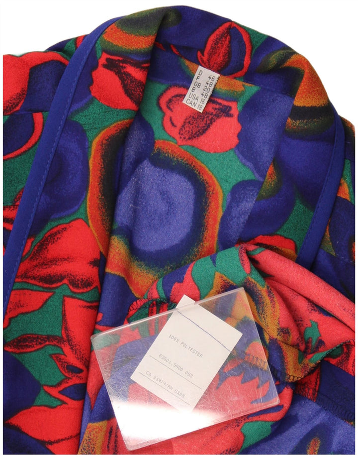 Vintage Dame 4-knaps blazerjakke UK 20 2XL Blue Floral Polyester