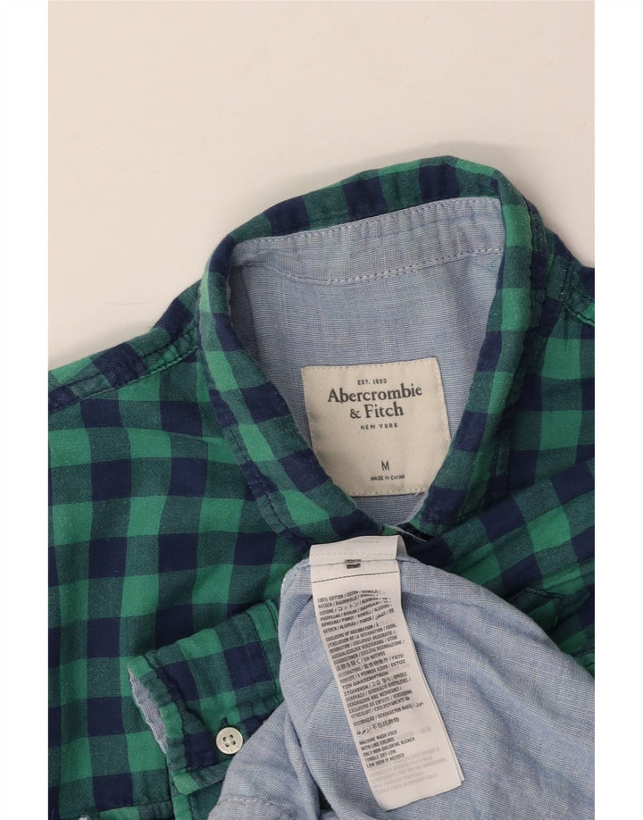 ABERCROMBIE & FITCH Dameskjorte UK 14 Medium turkis ternet bomuld