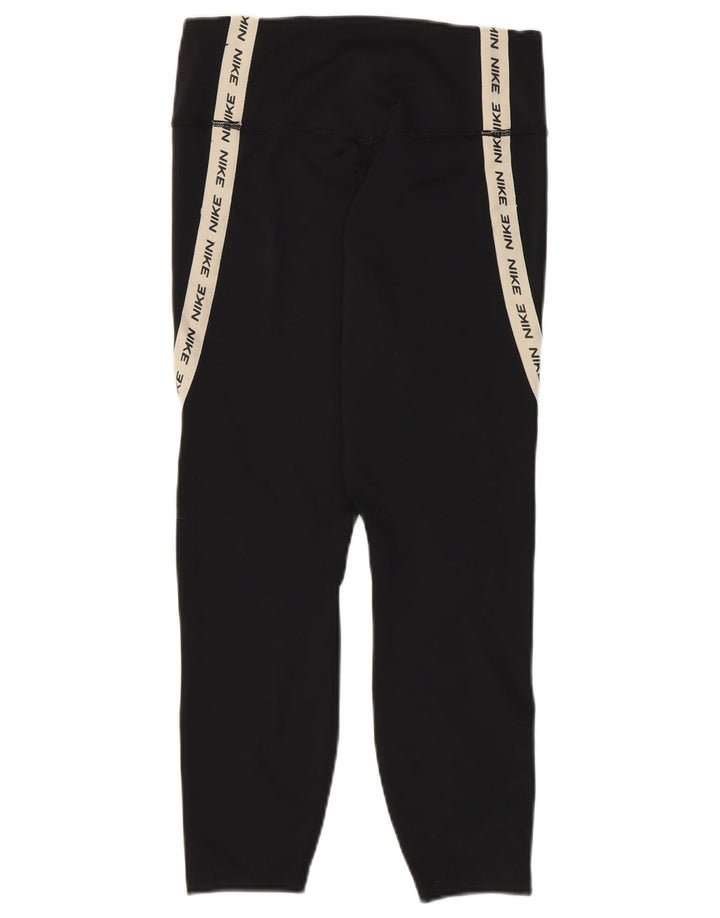 NIKE Dame Dri Fit Grafiske Capri Leggings UK 12 Medium Sort Colourblock