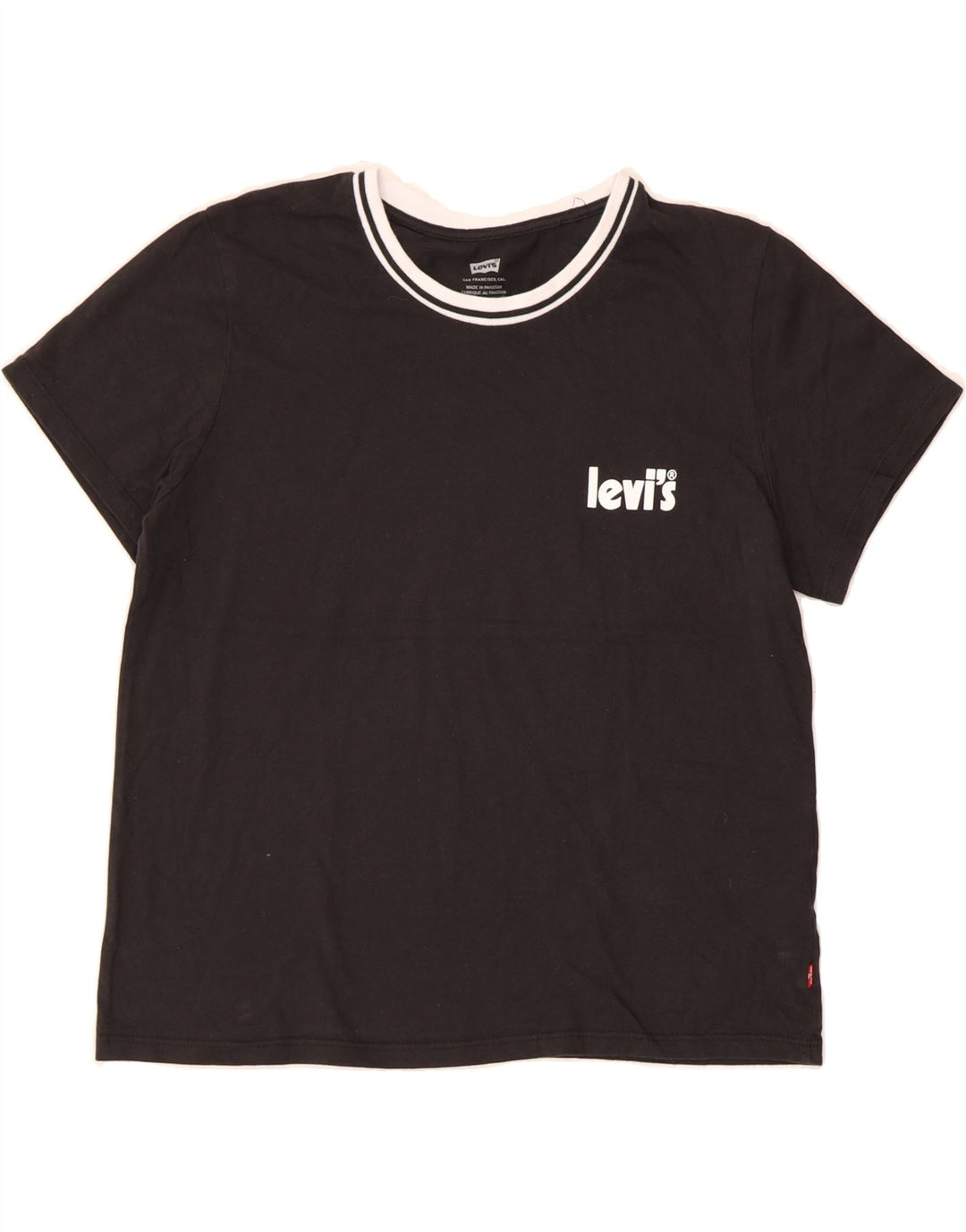 LEVI'S Womens T-Shirt Top UK 14 Medium Black Cotton Vintage Levi's and Second-Hand Levi's from Messina Hembry 