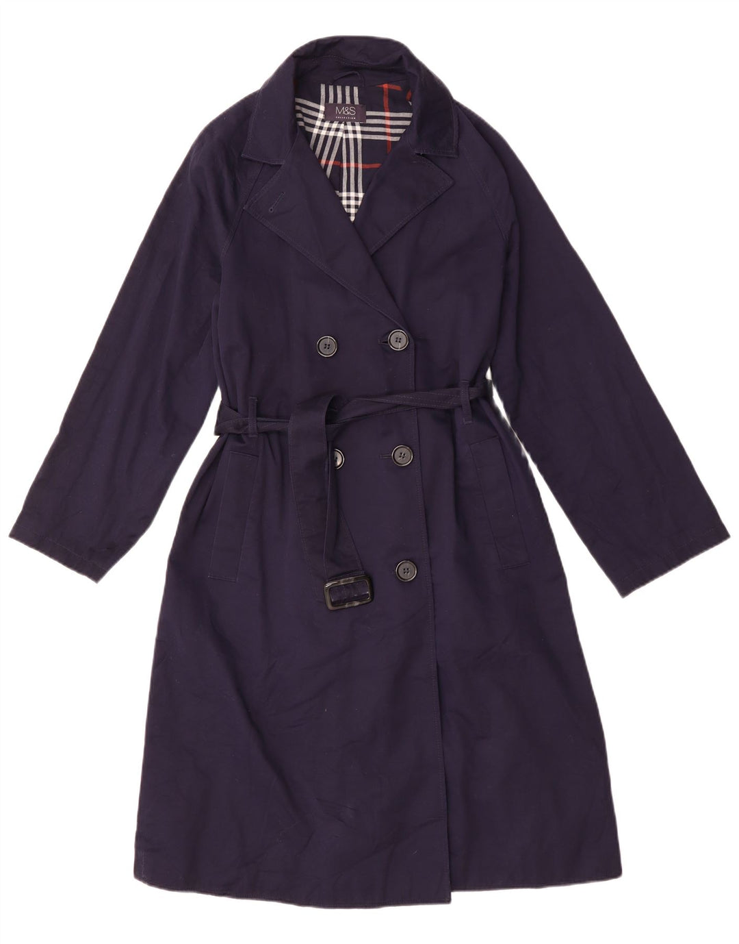 Marks & Spencer Trench Coat til kvinder UK 14 Mellem marineblå bomuld