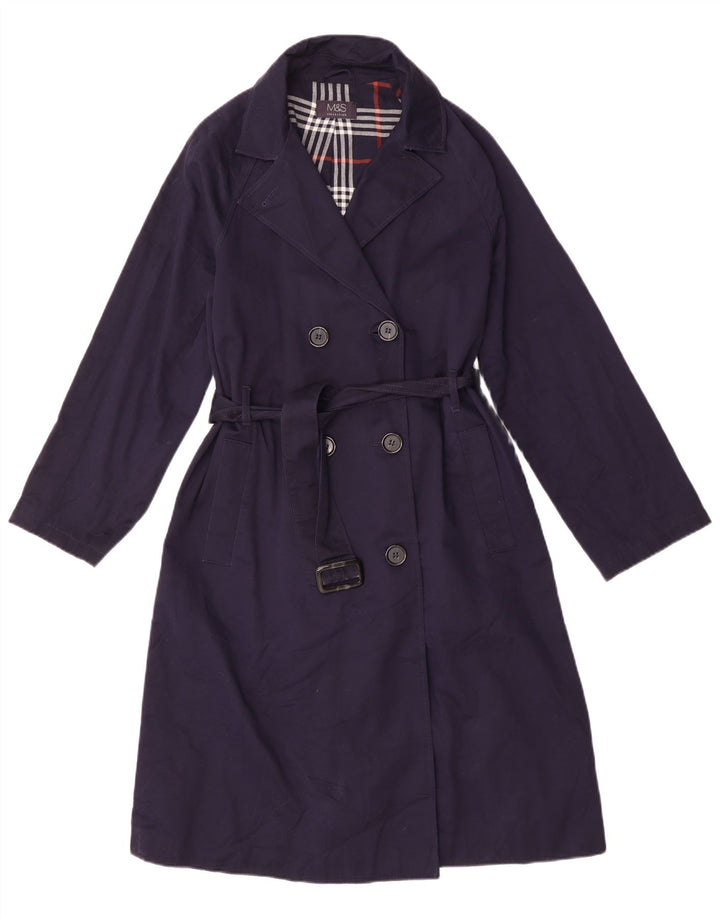 Marks & Spencer Trench Coat til kvinder UK 14 Mellem marineblå bomuld