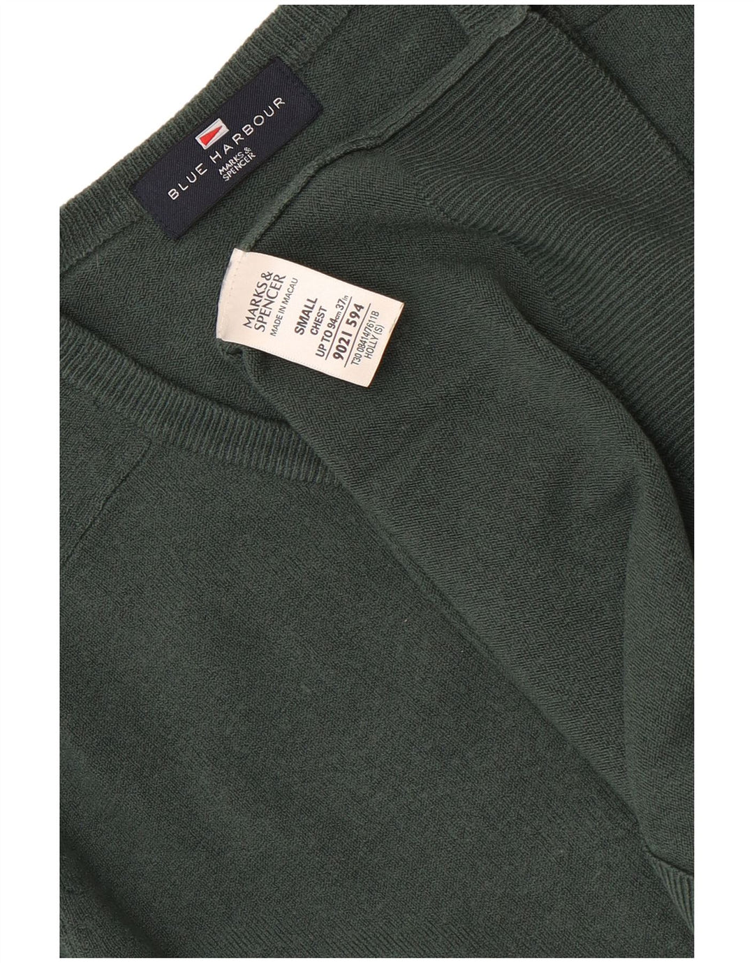 Marks & Spencer Herre Blue Harbor V-hals sweater lille grøn akryl