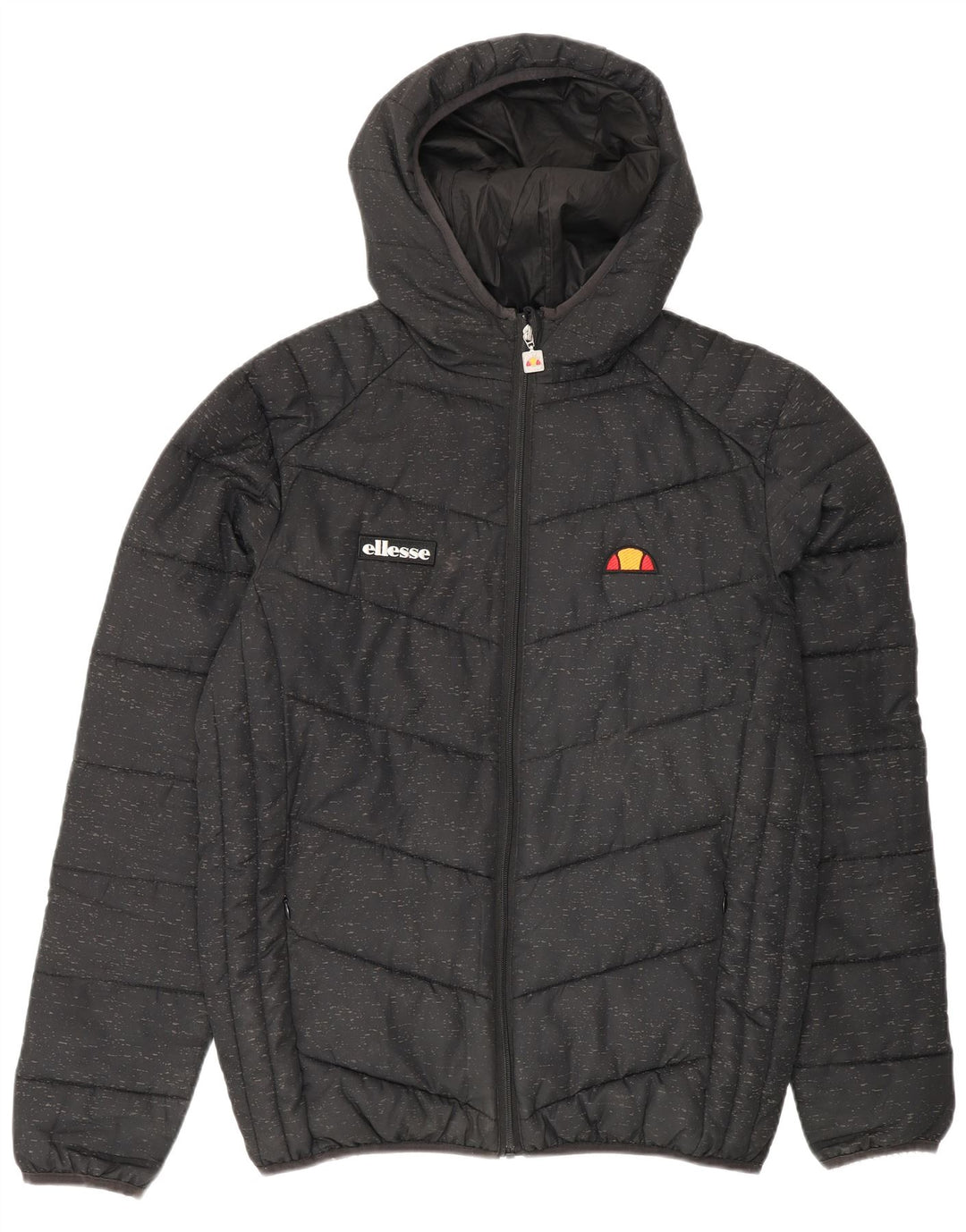 Ellesse Herre hættepolstret jakke UK 38 Medium Black Flecked Polyester