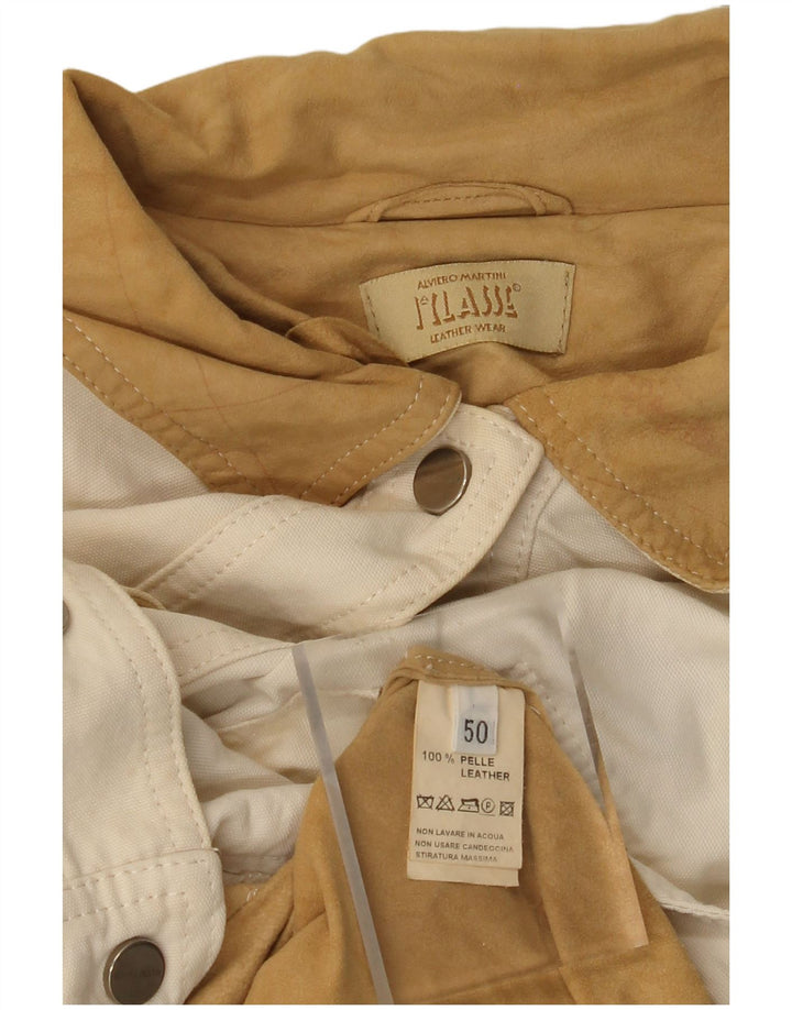 ALVIERO MARTINI Womens Suede Bomber Jacket IT 50 XL White Colourblock