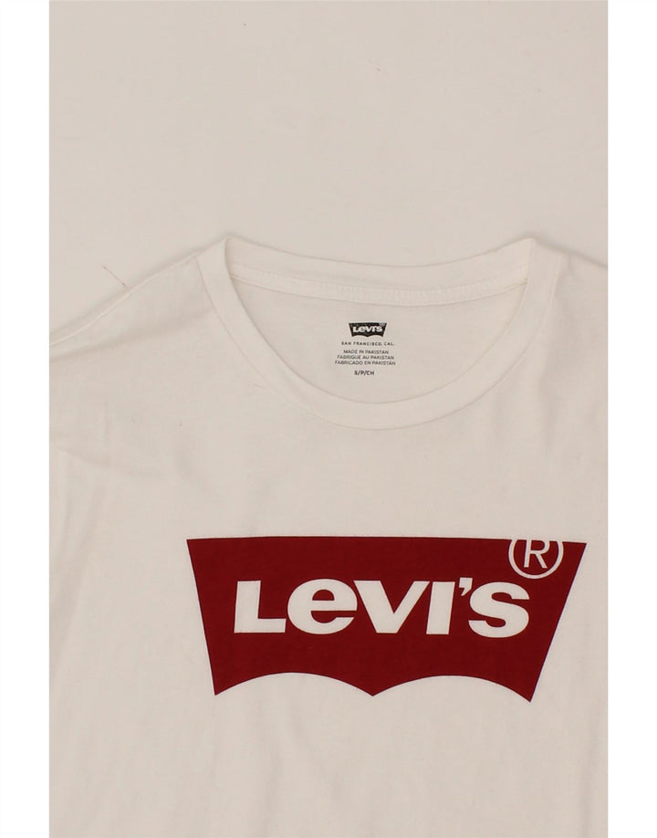 LEVI'S Mens Graphic T-Shirt Top Small White Cotton Vintage Levi's and Second-Hand Levi's from Messina Hembry 