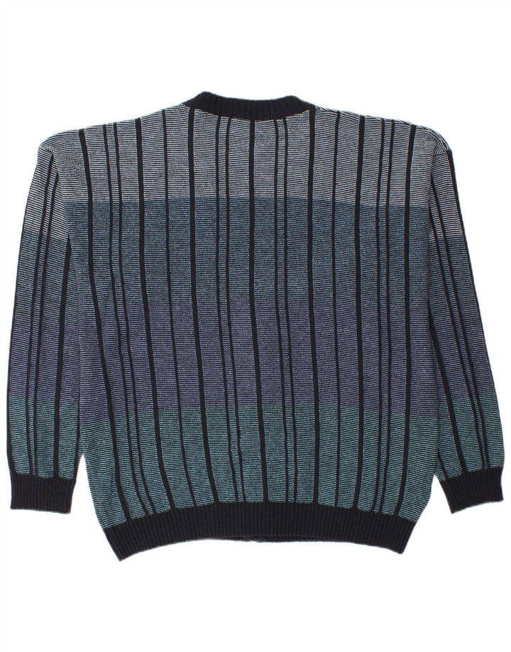 Cassan Herre Cardigan Sweater IT 52 Stor flerfarvet stribet bomuld