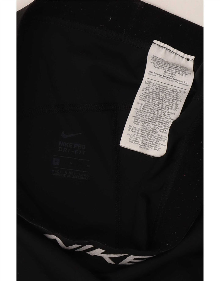 Nike Dame Dri Fit Graphic Crop Leggings UK 12 Medium Black Polyester
