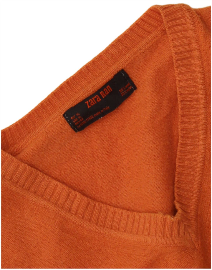 ZARA Herre V-hals sweater XL Orange Uld