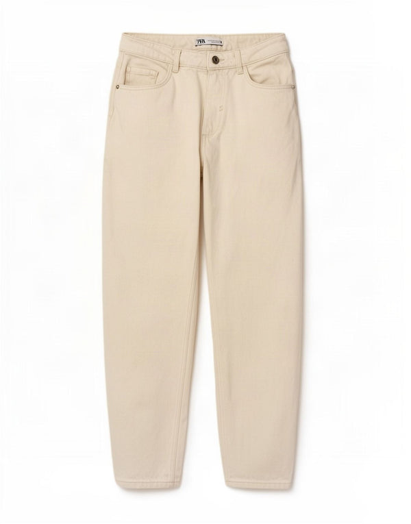 Zara Womens Tapered Jeans EU 38 Small W28 L27 Off White