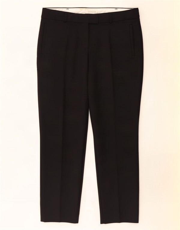 Monsoon Dame Slim Cropped Trousers UK 16 Large W34 L26 Black Bomuld