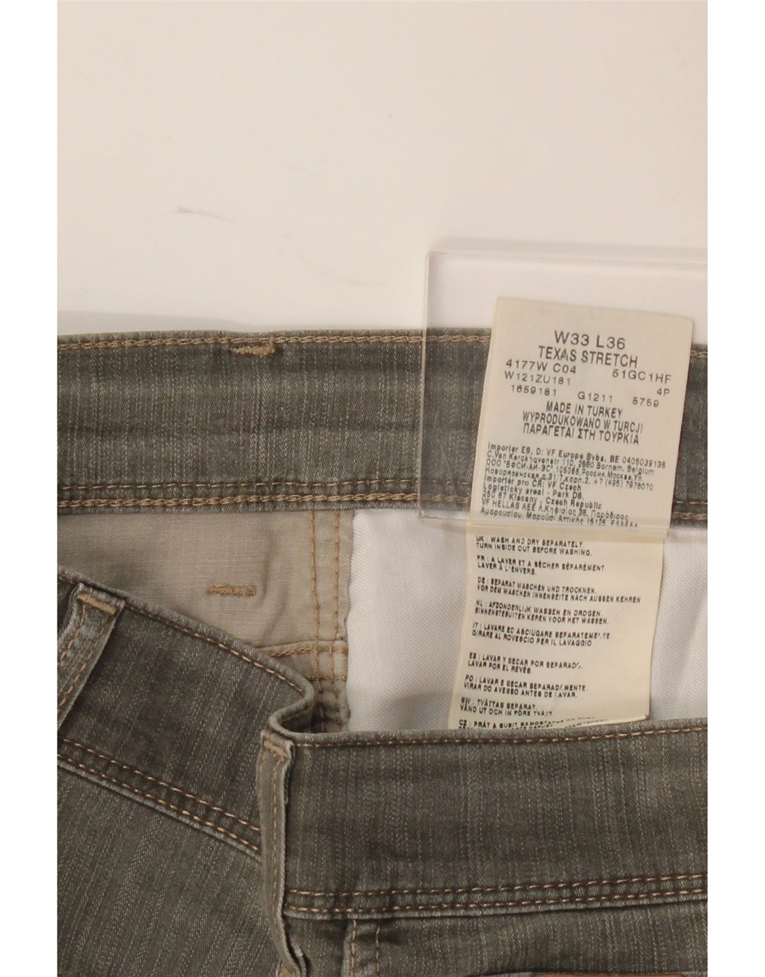 Wrangler Herre Texas Stretch Straight Jeans W33 L28 Grå Bomuld