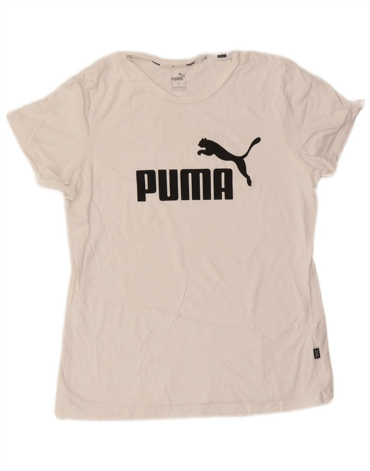 Puma Grafisk T-Shirt Top UK 12 Medium White
