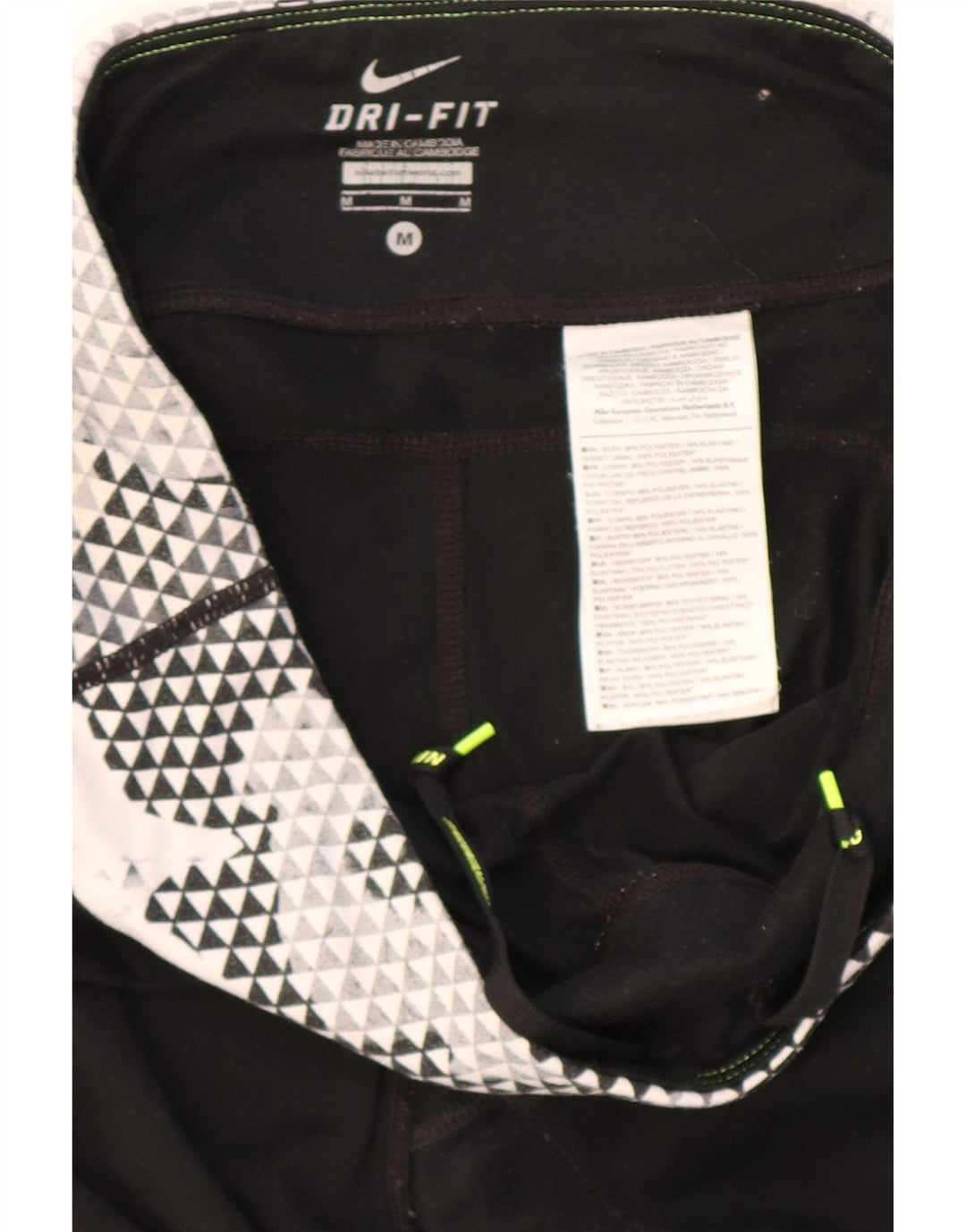 Nike Dame Dri Fit Leggings UK 14 Medium Sort Geometrisk Polyester