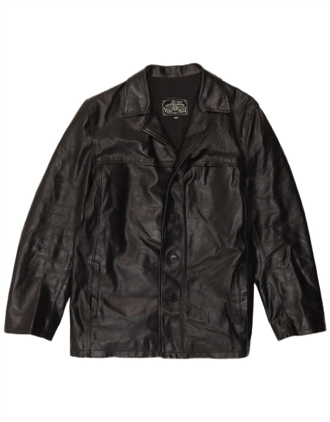 Vintage Herre Læderjakke UK 38 Medium Sort Læder