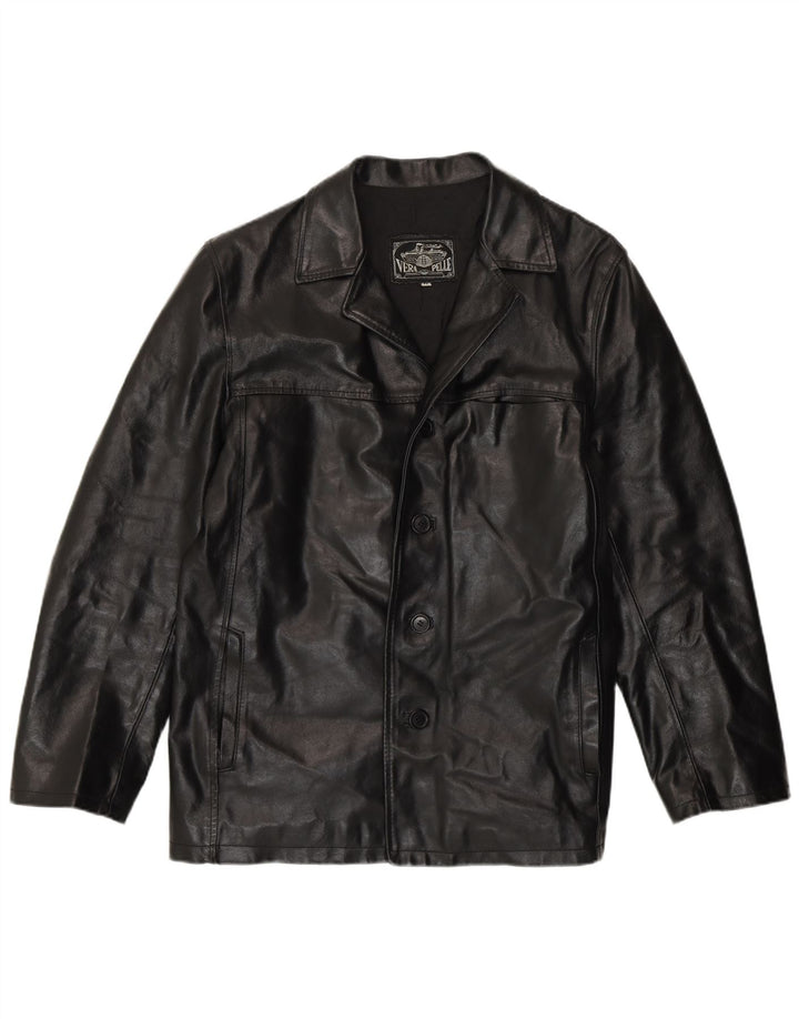 Vintage Herre Læderjakke UK 38 Medium Sort Læder
