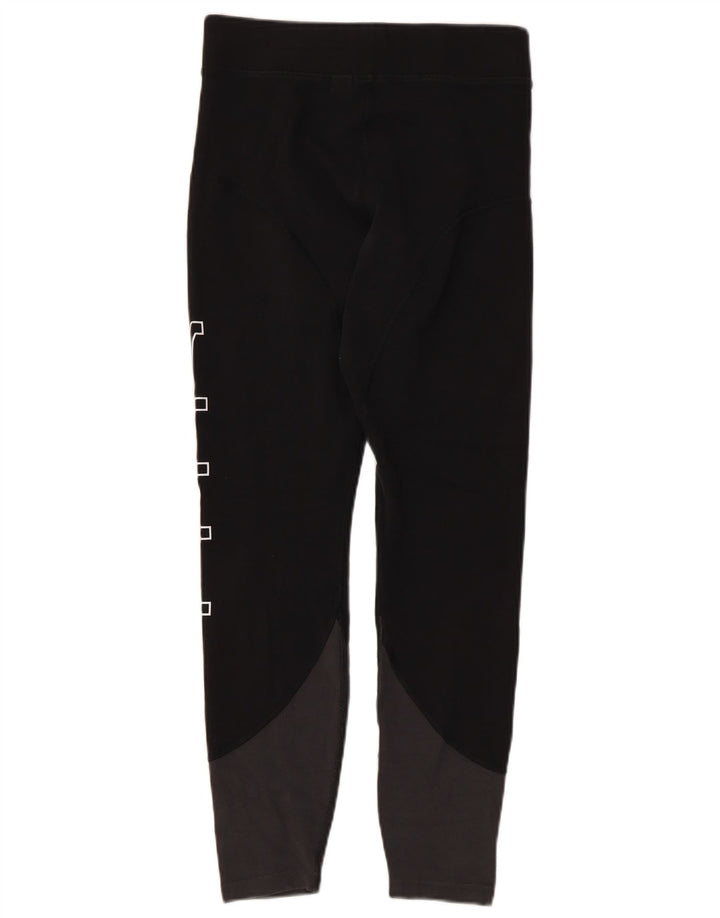 Nike Dame Grafiske Leggings UK 12 Medium Sort Colourblock Bomuld