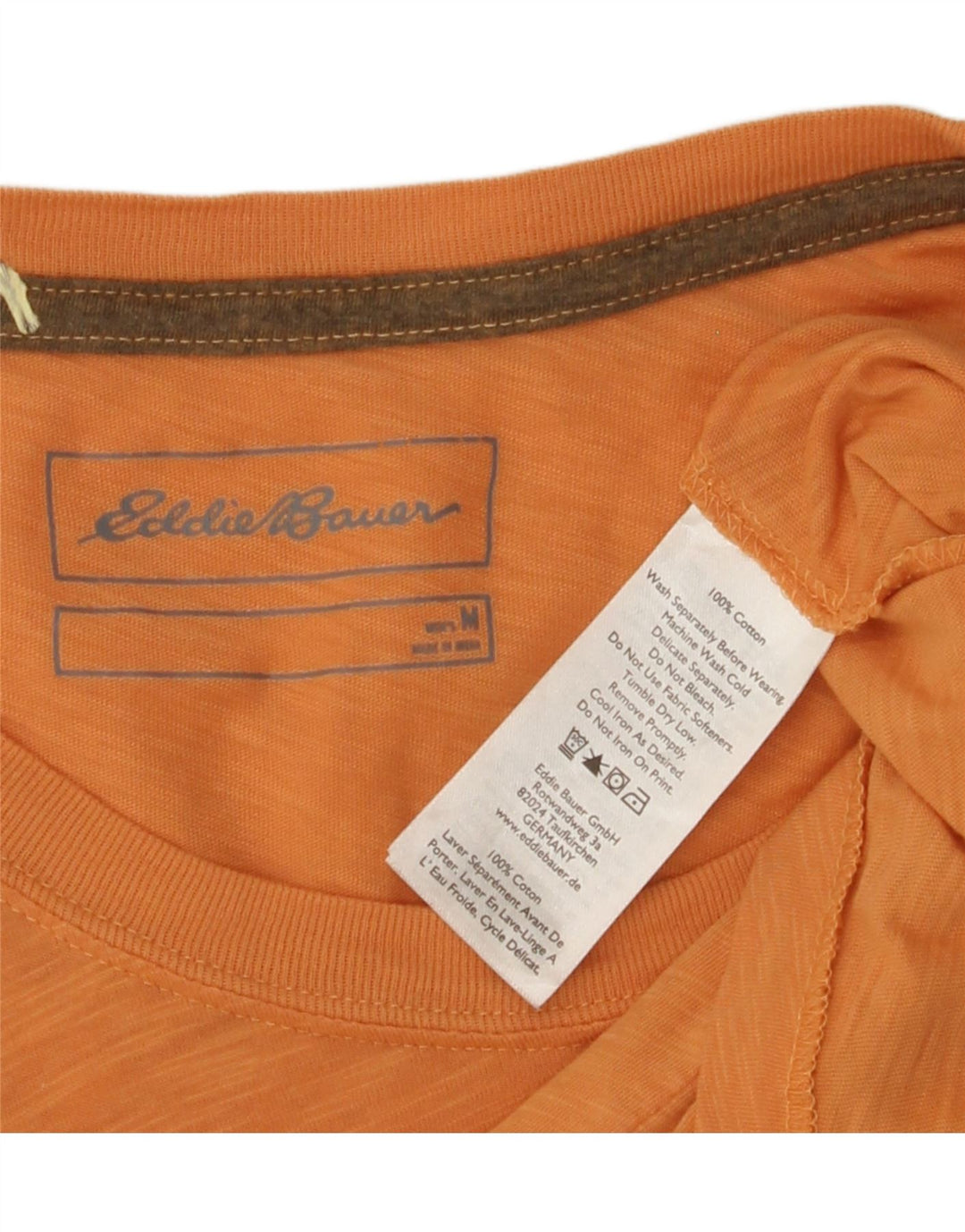 EDDIE BAUER Mens T-Shirt Top Medium Orange Cotton Vintage Eddie Bauer and Second-Hand Eddie Bauer from Messina Hembry 