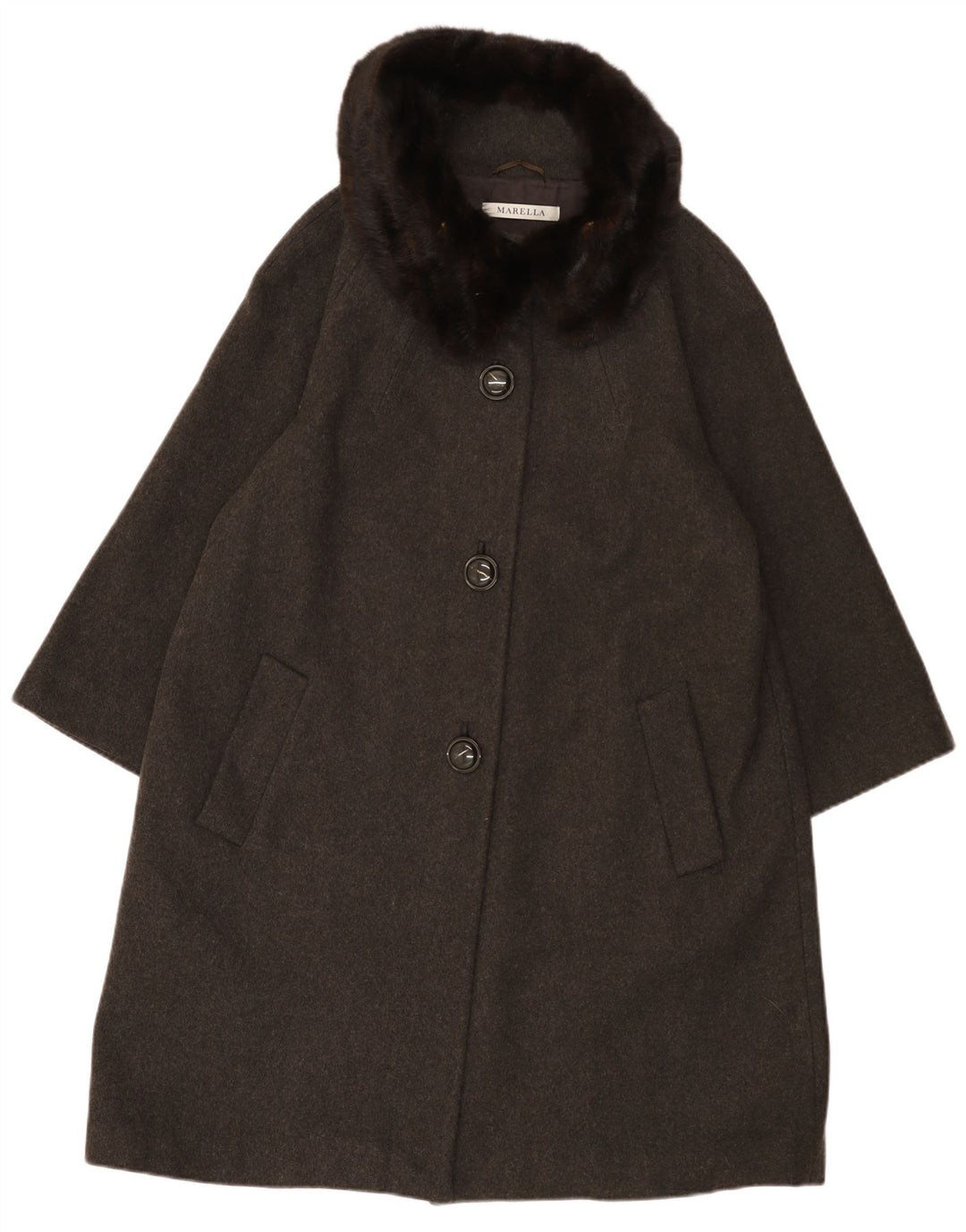 Marella Dame Loose Fit Overfrakke UK 14 Stor Grå Uld