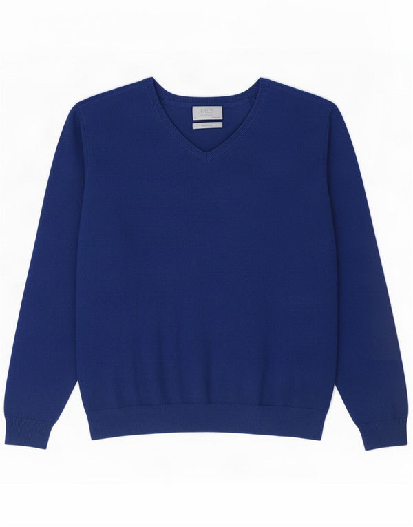 Marks & Spencer Herre Regular Fit V-hals sweater mellemblå bomuld