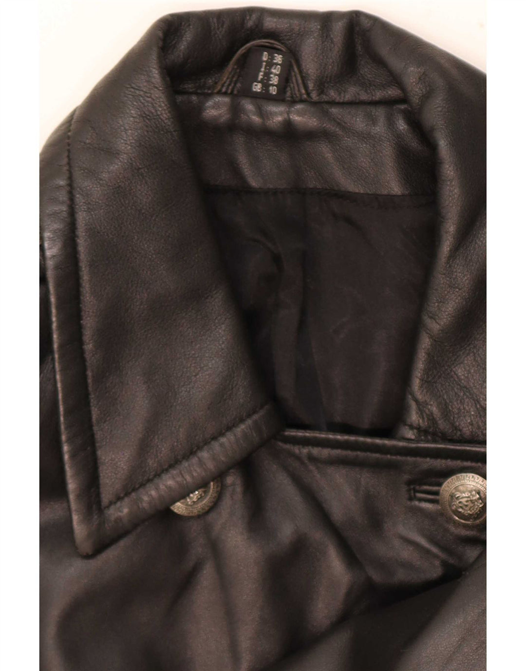 Vintage læderfrakke til kvinder UK 10 Small Black