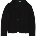 BENETTON Dame 1-knaps blazerjakke UK 16 Stor sort viskose